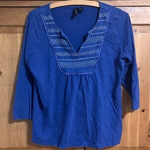 Jason Maxwell Royal Blue Embroidered Blouse
